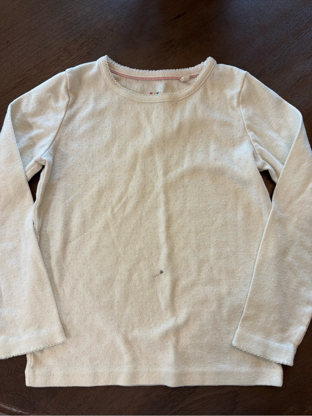 Mini Boden Girls' Cream Slub cotton Long-Sleeve Knit Top